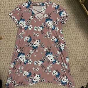 Pink Rose Floral Dress